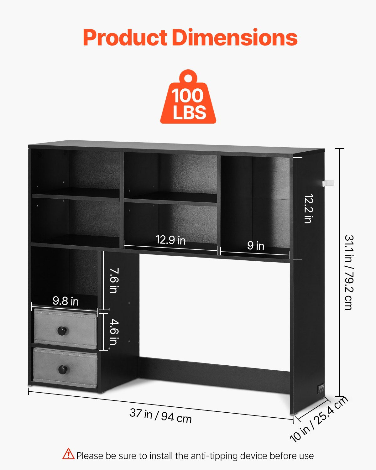 Stalinis lentynų blokas VEVOR KLBS-10, 94 cm pločio