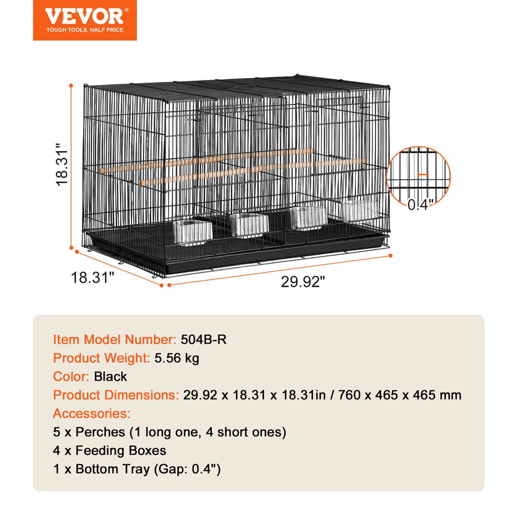 Paukščių narvas VEVOR 504B-R, 76 cm ilgio