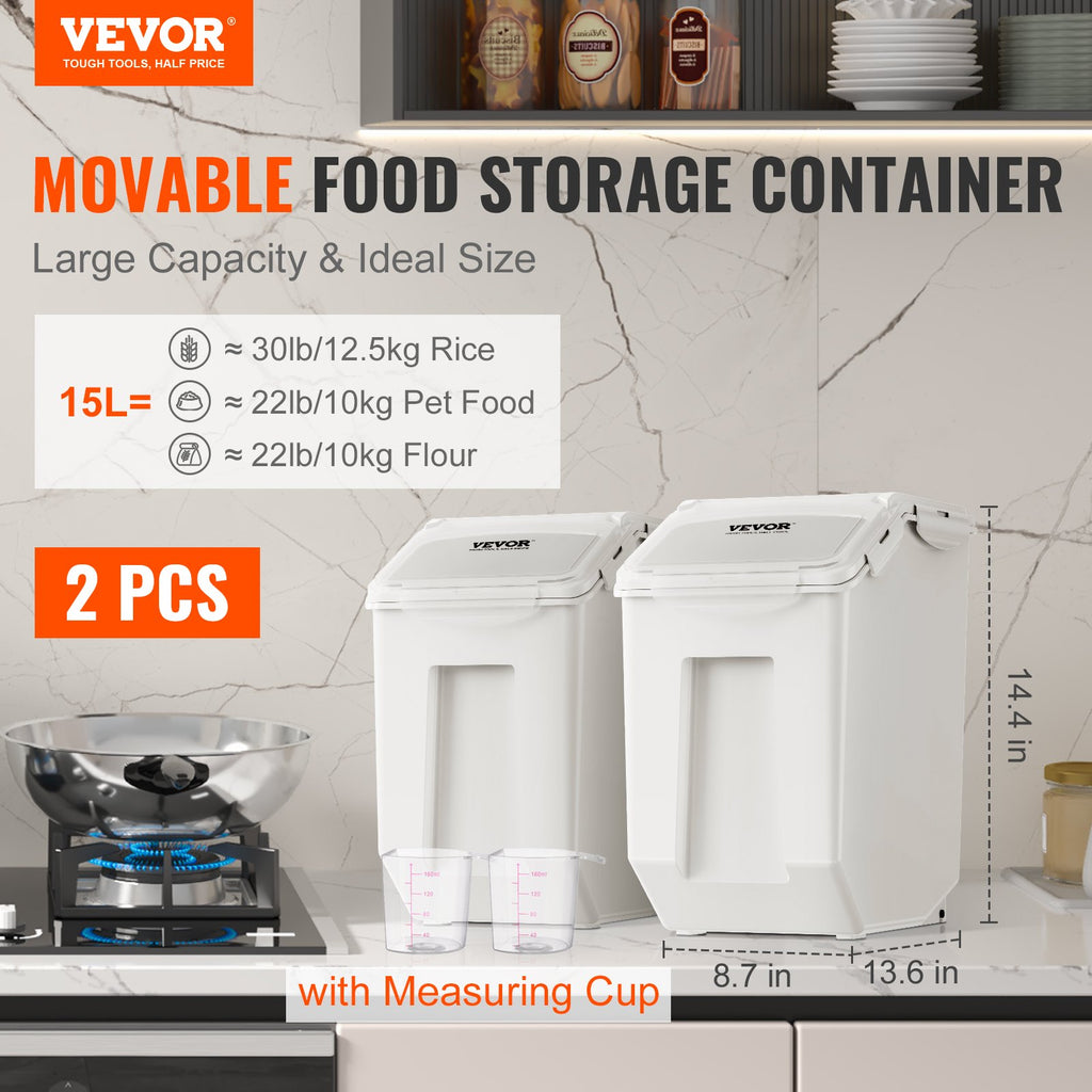 Birių produktų talpos VEVOR F-8908, 2 x 15 l