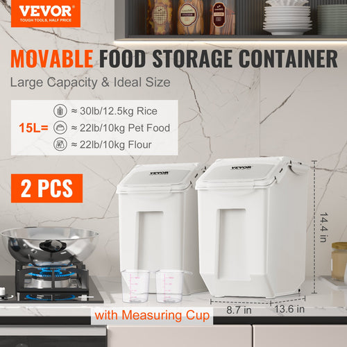 Birių produktų talpos VEVOR F-8908, 2 x 15 l