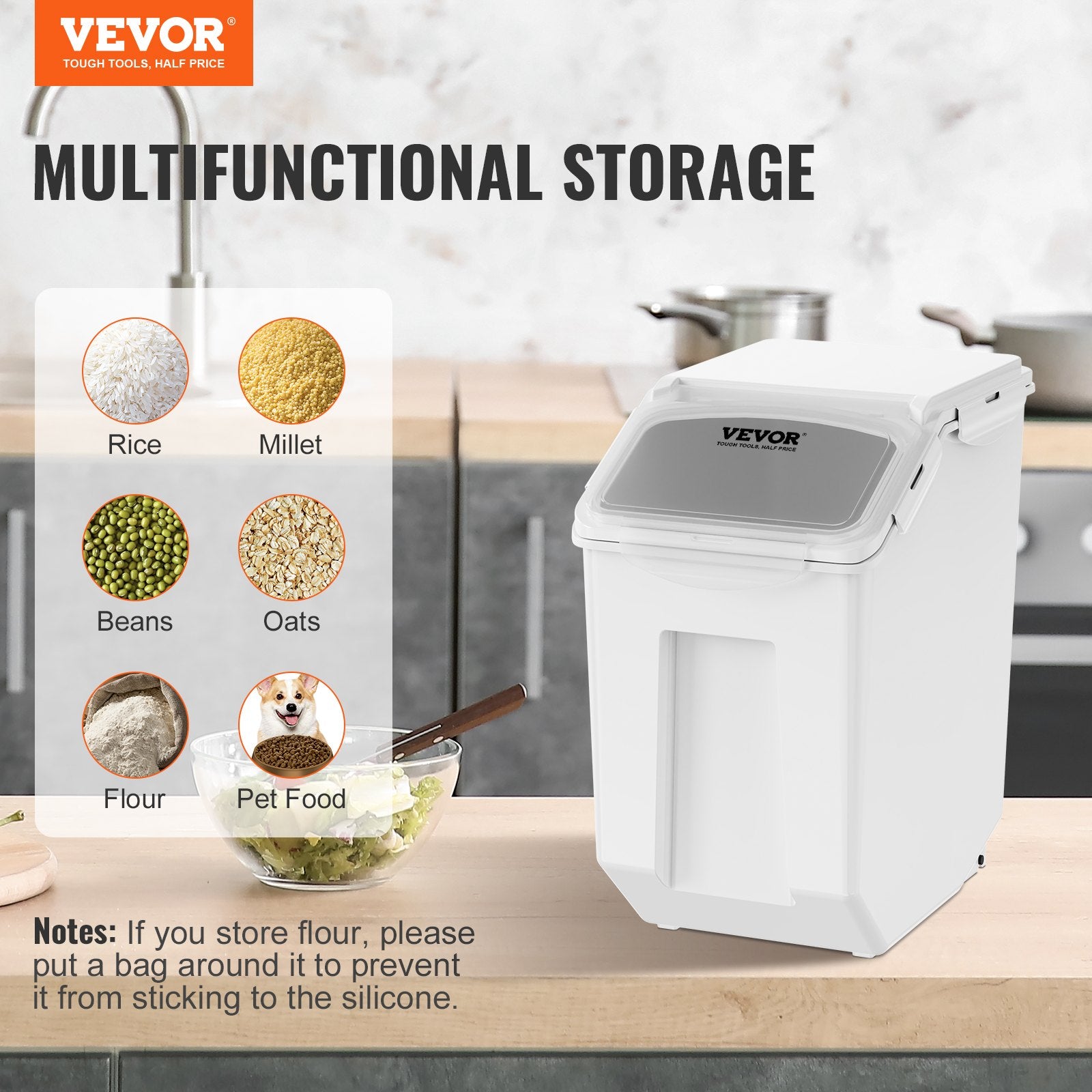 Birių produktų talpos VEVOR F-8908, 2 x 15 l