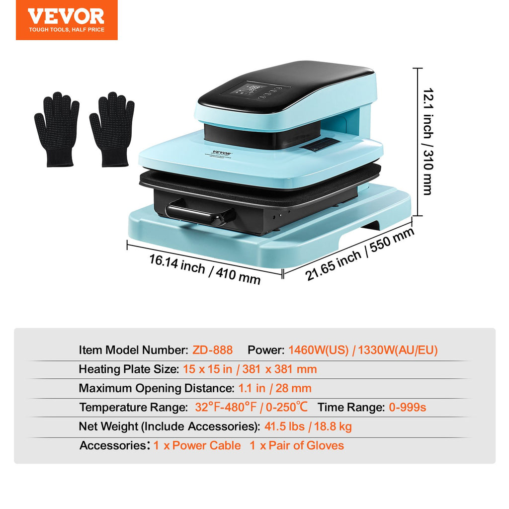 Automatinis termopresas VEVOR ZD-888, 38x38 cm
