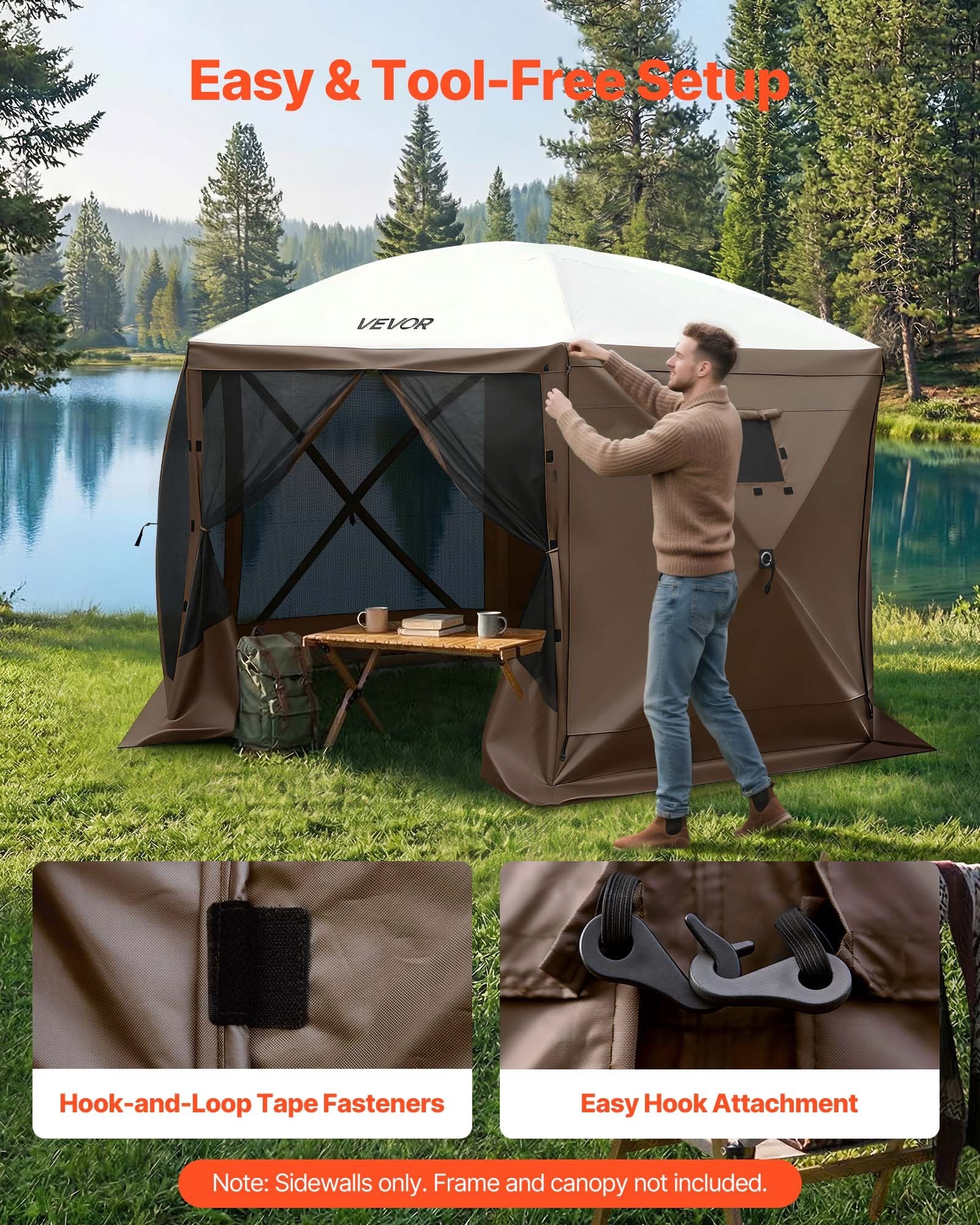 Pavėsinės šoninės sienelės VEVOR FYPJ-001, 1,73 x 1,48 m
