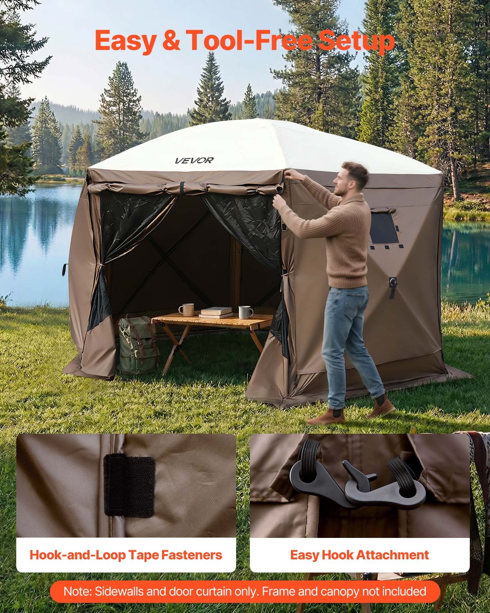 Pavėsinės šoninės sienelės VEVOR FYPJ-002, 1,73 x 1,48 m, 6 vnt.