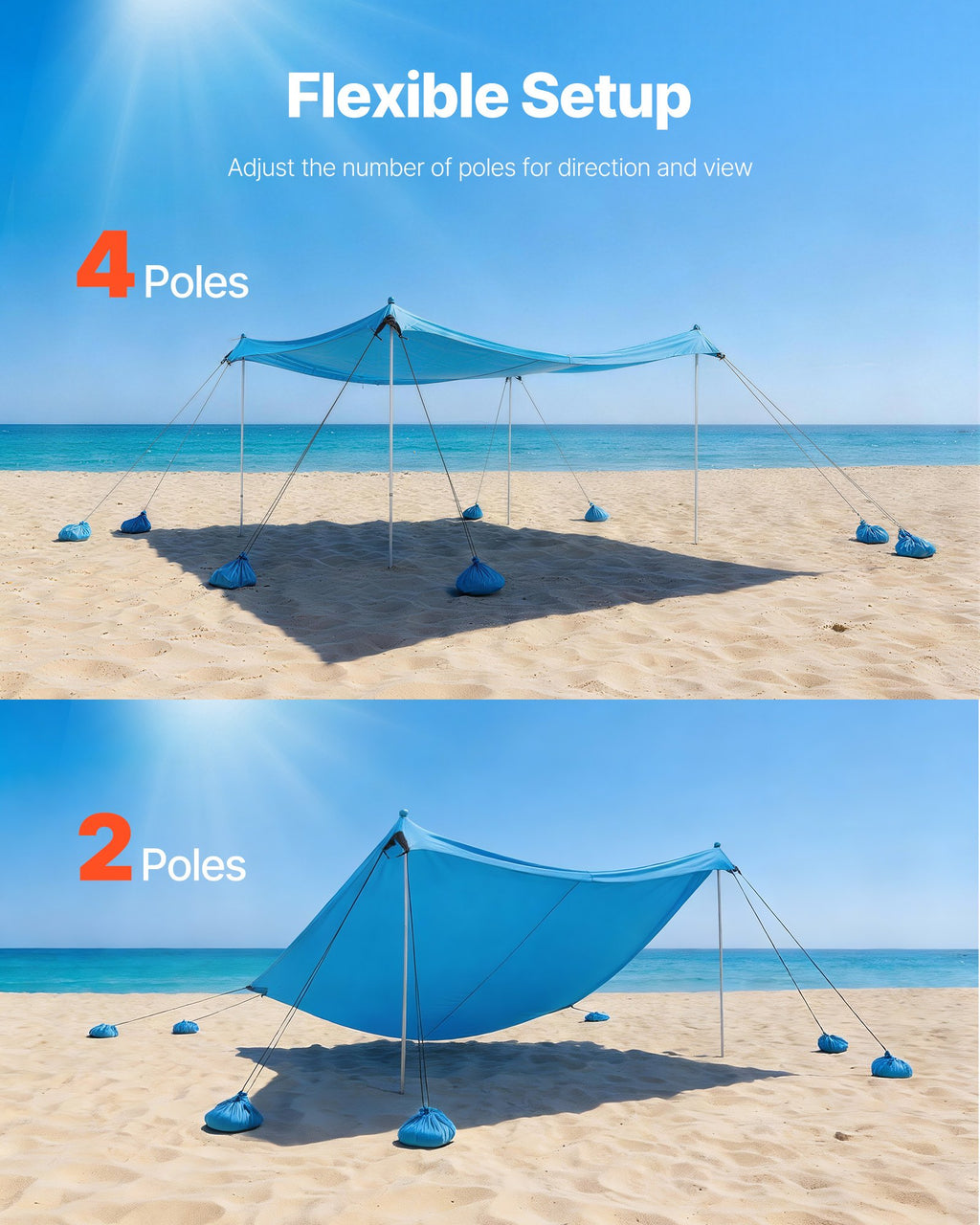 Paplūdimio palapinė VEVOR TM008, 3 x 3 m
