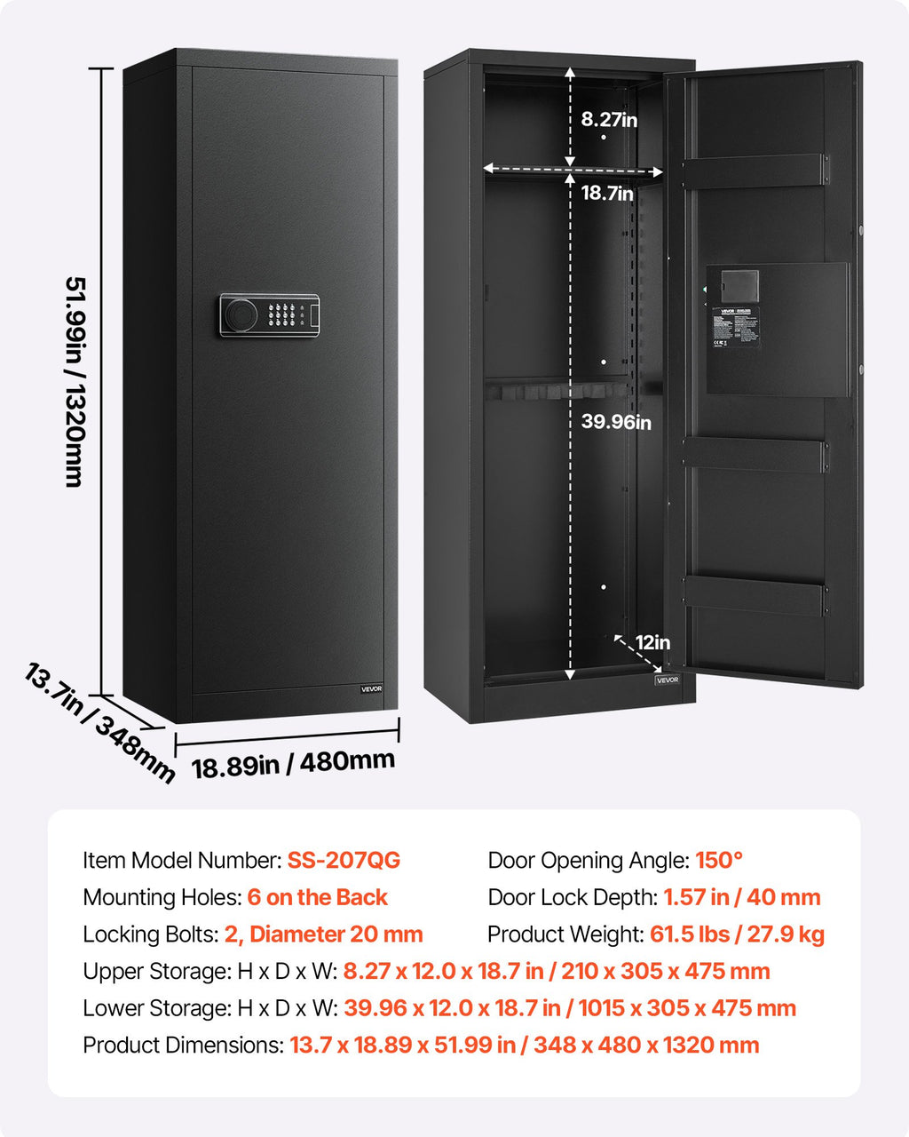 Seifas ginklams VEVOR SS-207QG, 6-8 ginklams