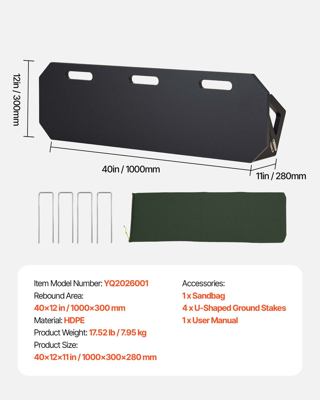 Futbolo atšvaitas VEVOR YQ2026001, 1000 x 300 mm