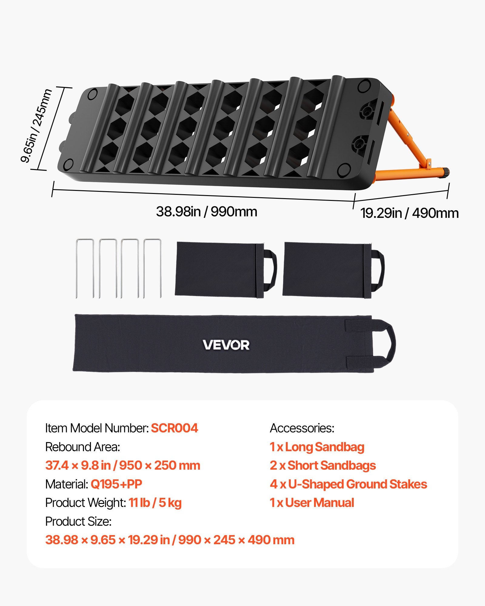 Futbolo atšvaito sienelė VEVOR SCR004, 950 x 250 mm