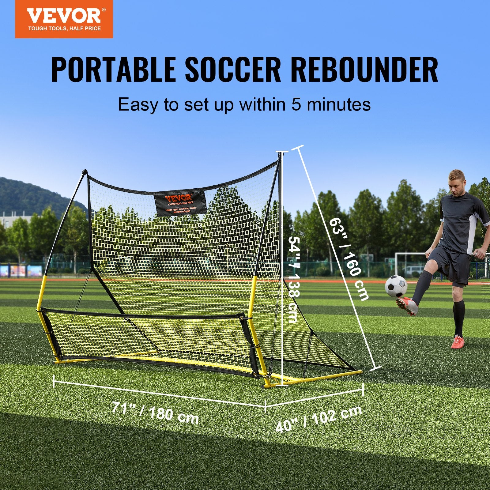 Futbolo treniruoklis VEVOR XH-01, 183x130 cm