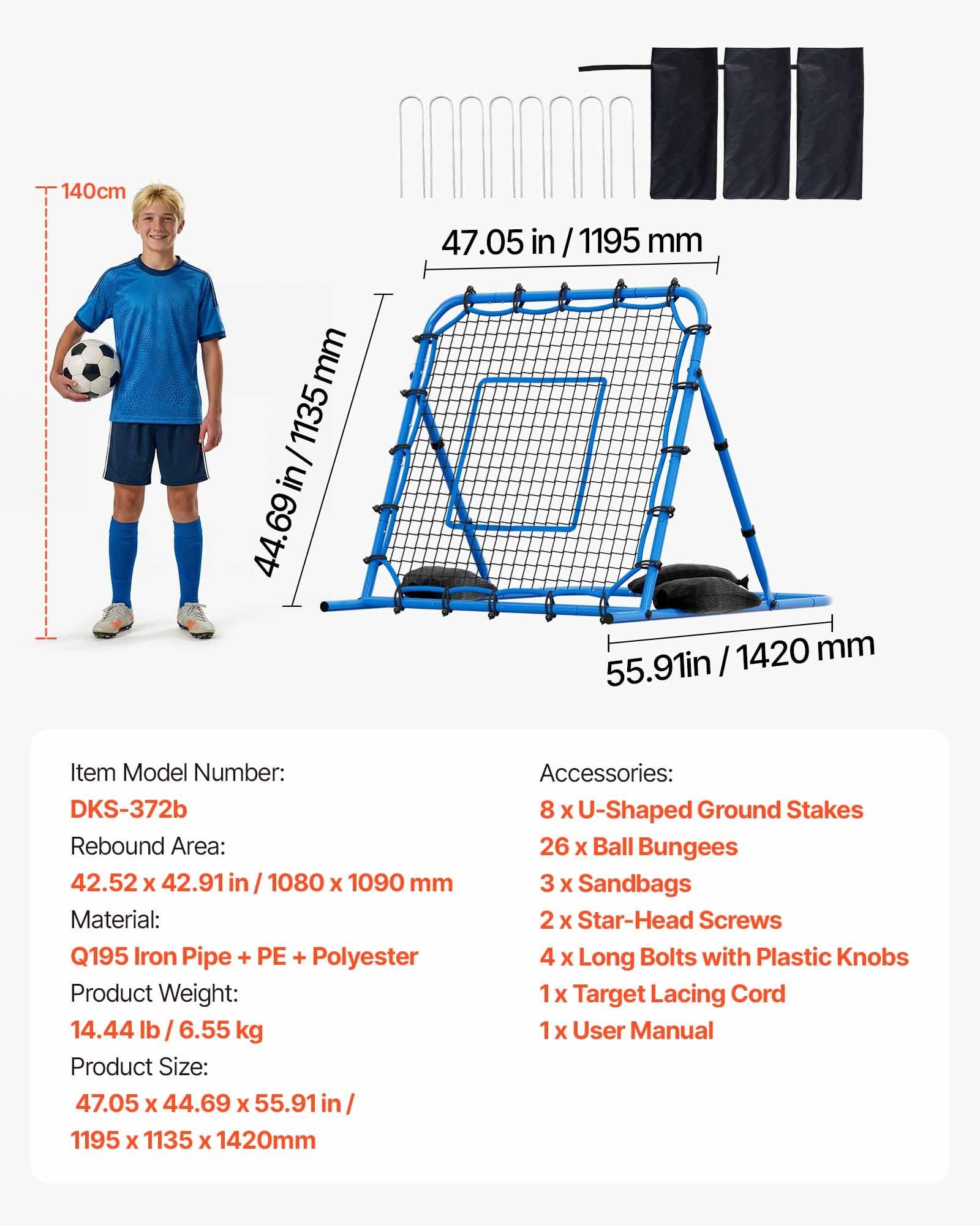 Futbolo atšvaitas VEVOR DKS-372b, 1080 x 1090 mm