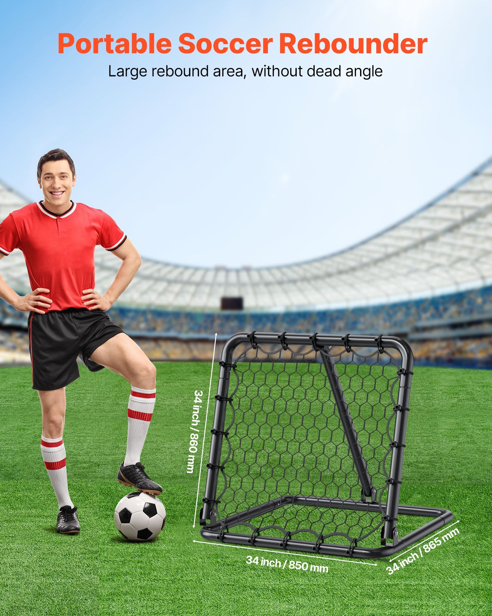 Futbolo treniruočių sienelė VEVOR ZQHTW84, 86x86 cm
