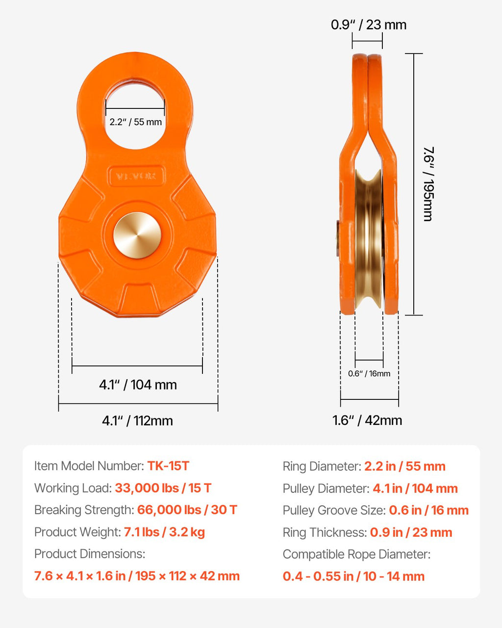 Skriemulys gervei VEVOR TK-15T, 30 t
