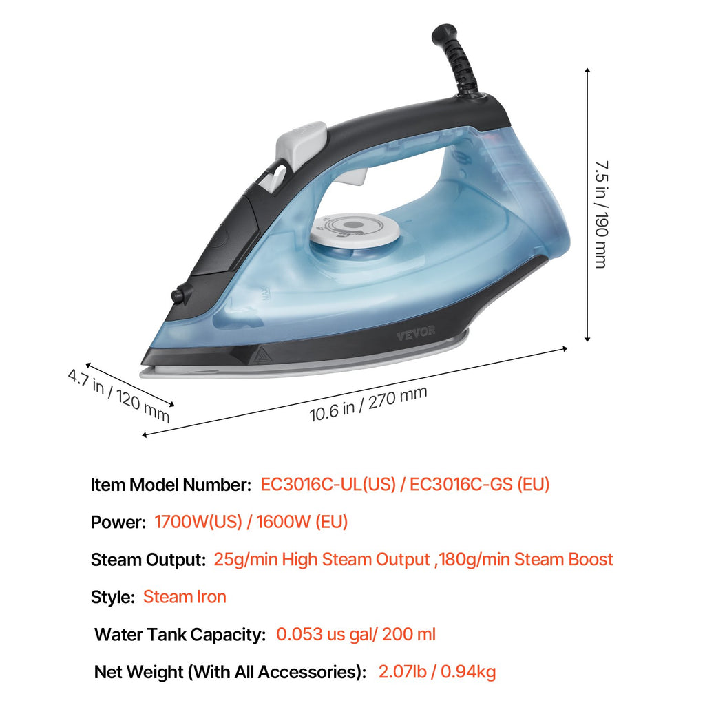Garinis lygintuvas VEVOR EC3016C-GS, 1600 W