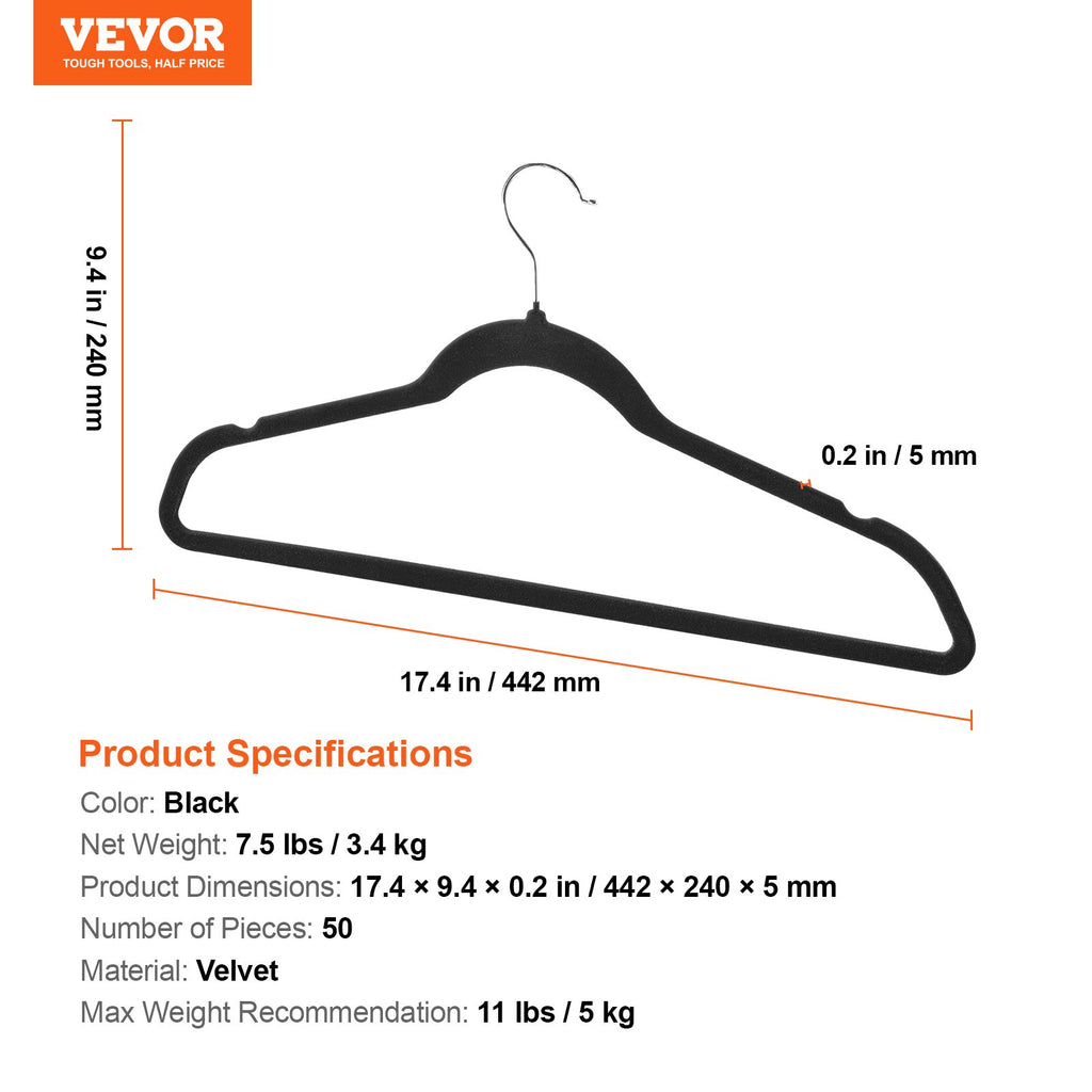 Pakabos drabužiams VEVOR ZR048, 50 vnt. rinkinys