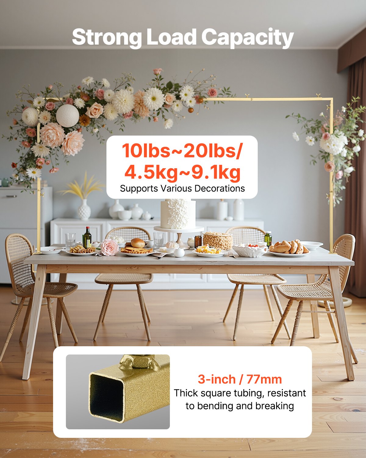 Viršstalis dekoracijų stovas VEVOR ZS25005, reguliuojamas ilgis 71–249 cm