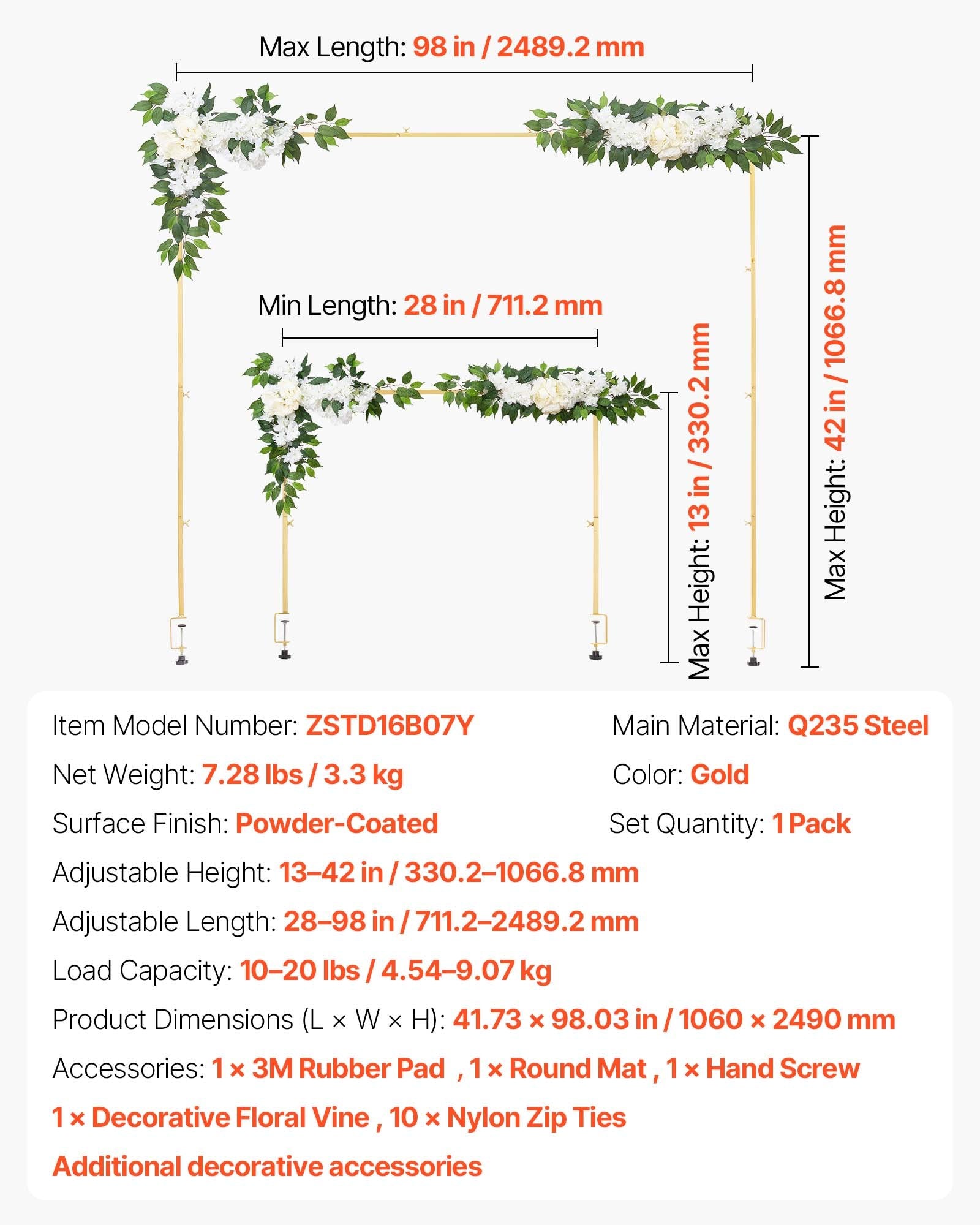 Stalinis dekoracijų stovas VEVOR ZSTD16B07Y, 71–249 cm ilgio