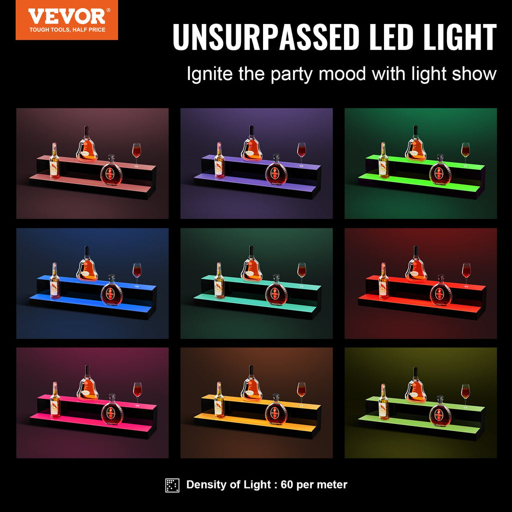 LED gėrimų butelių lentyna VEVOR ok-2-30, 2 pakopų, 76 cm
