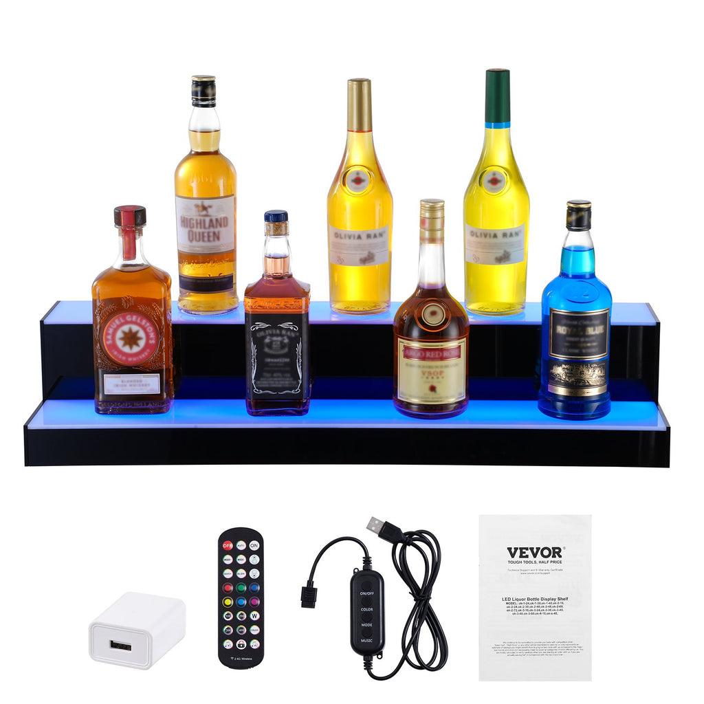 LED gėrimų butelių lentyna VEVOR ok-2-30, 2 pakopų, 76 cm