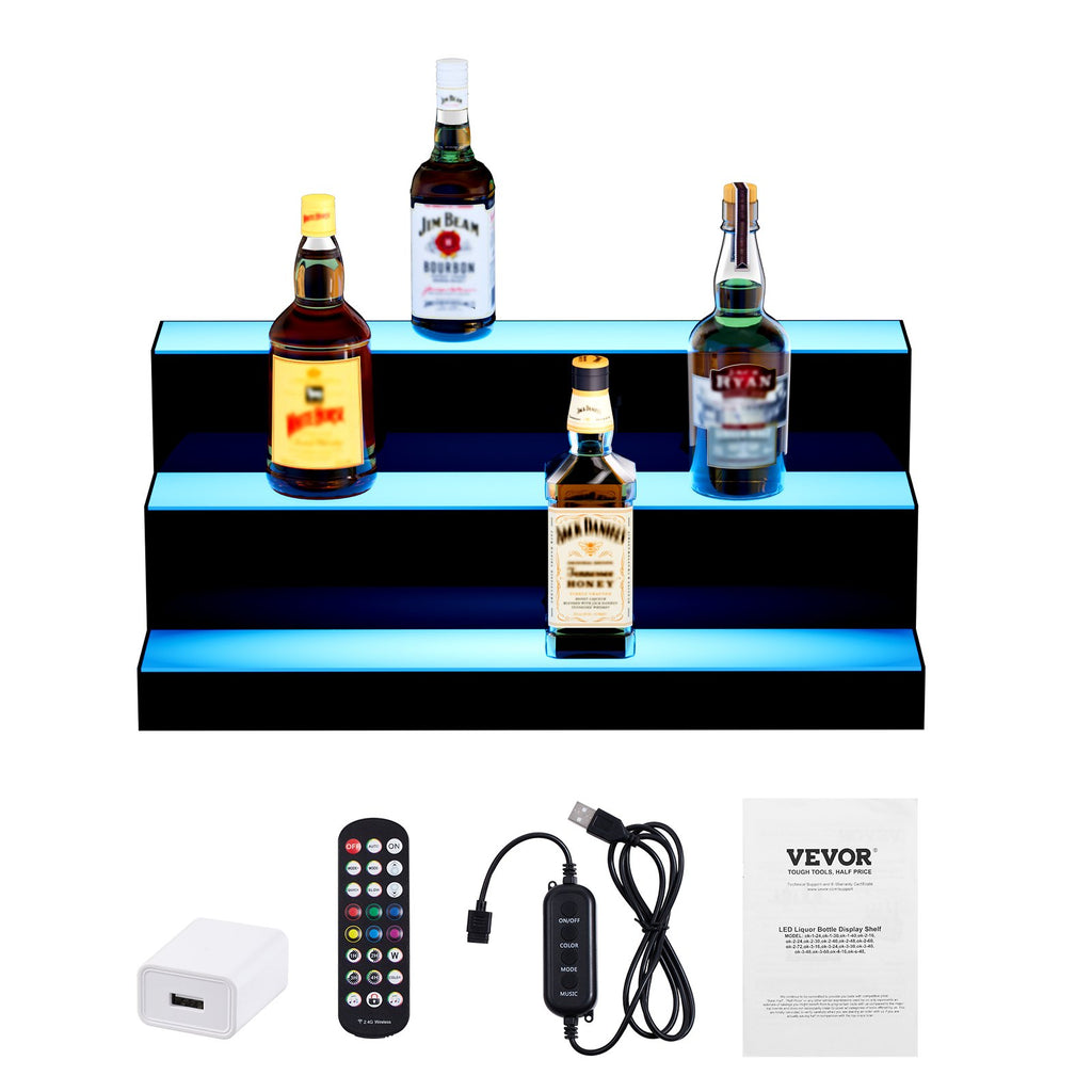 LED gėrimų butelių lentyna VEVOR ok-3-24, 3 pakopų, 60 cm