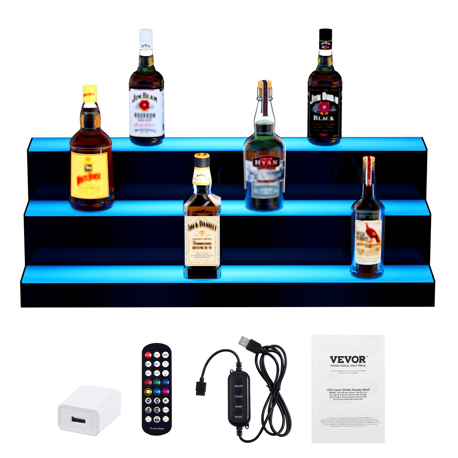 LED gėrimų butelių lentyna VEVOR ok-3-30, 3 pakopų, 76 cm