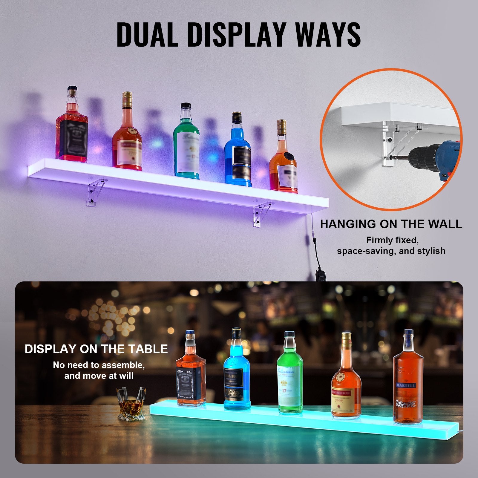 LED gėrimų butelių lentyna VEVOR ok-1-40, 101 cm ilgio
