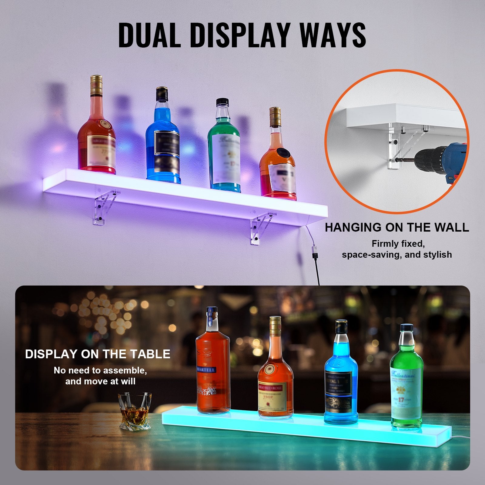 LED gėrimų butelių lentyna VEVOR OK-1-30, 76 cm ilgio