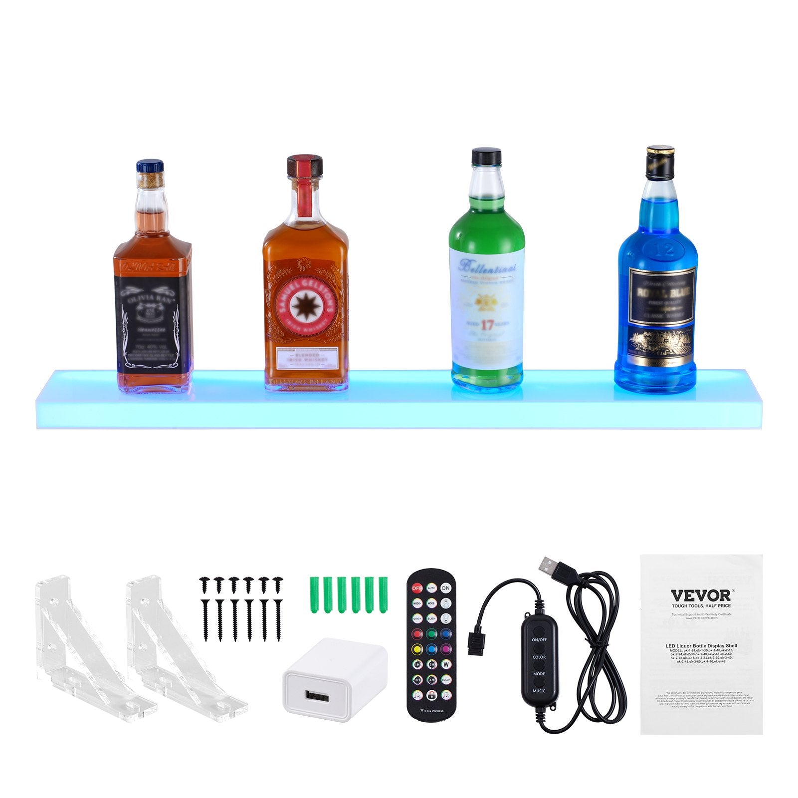 LED gėrimų butelių lentyna VEVOR OK-1-30, 76 cm ilgio