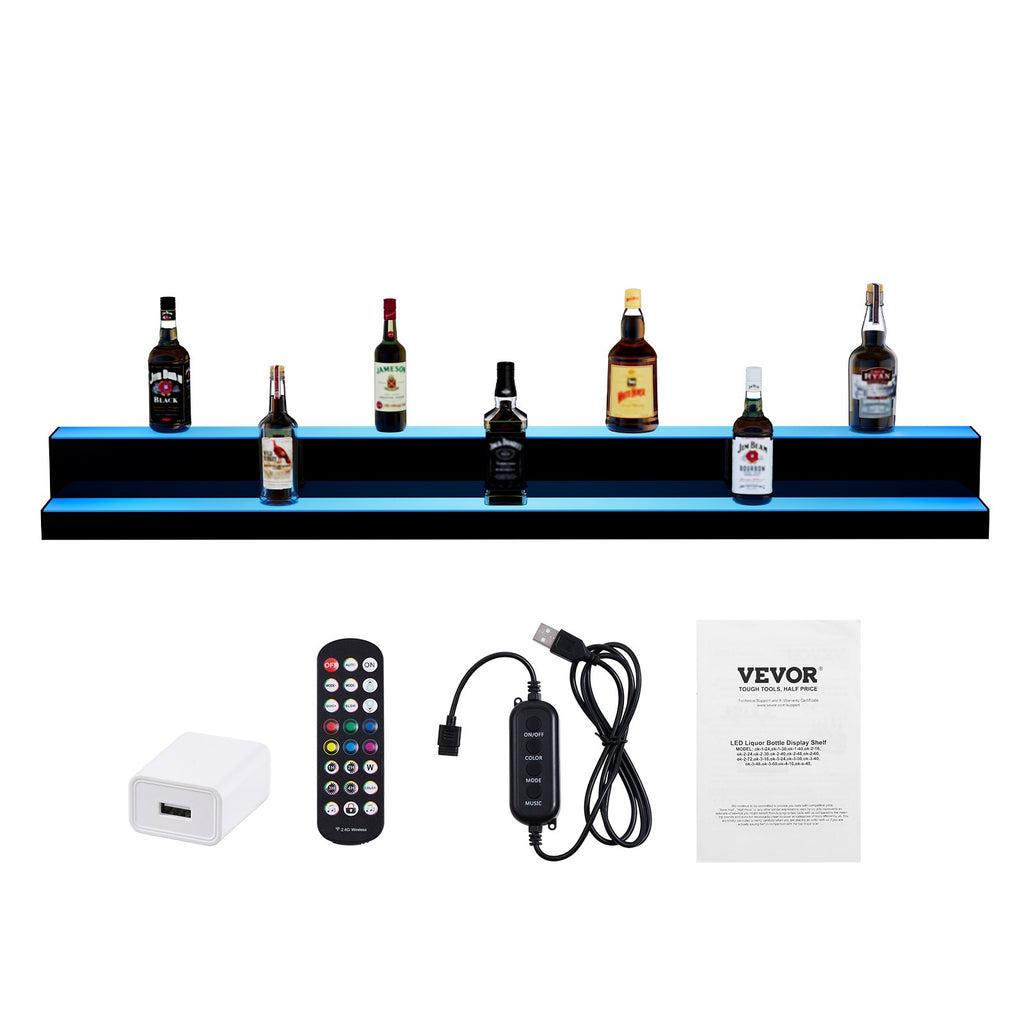 LED apšviesta gėrimų butelių lentyna VEVOR ok-2-60, 152 cm ilgio