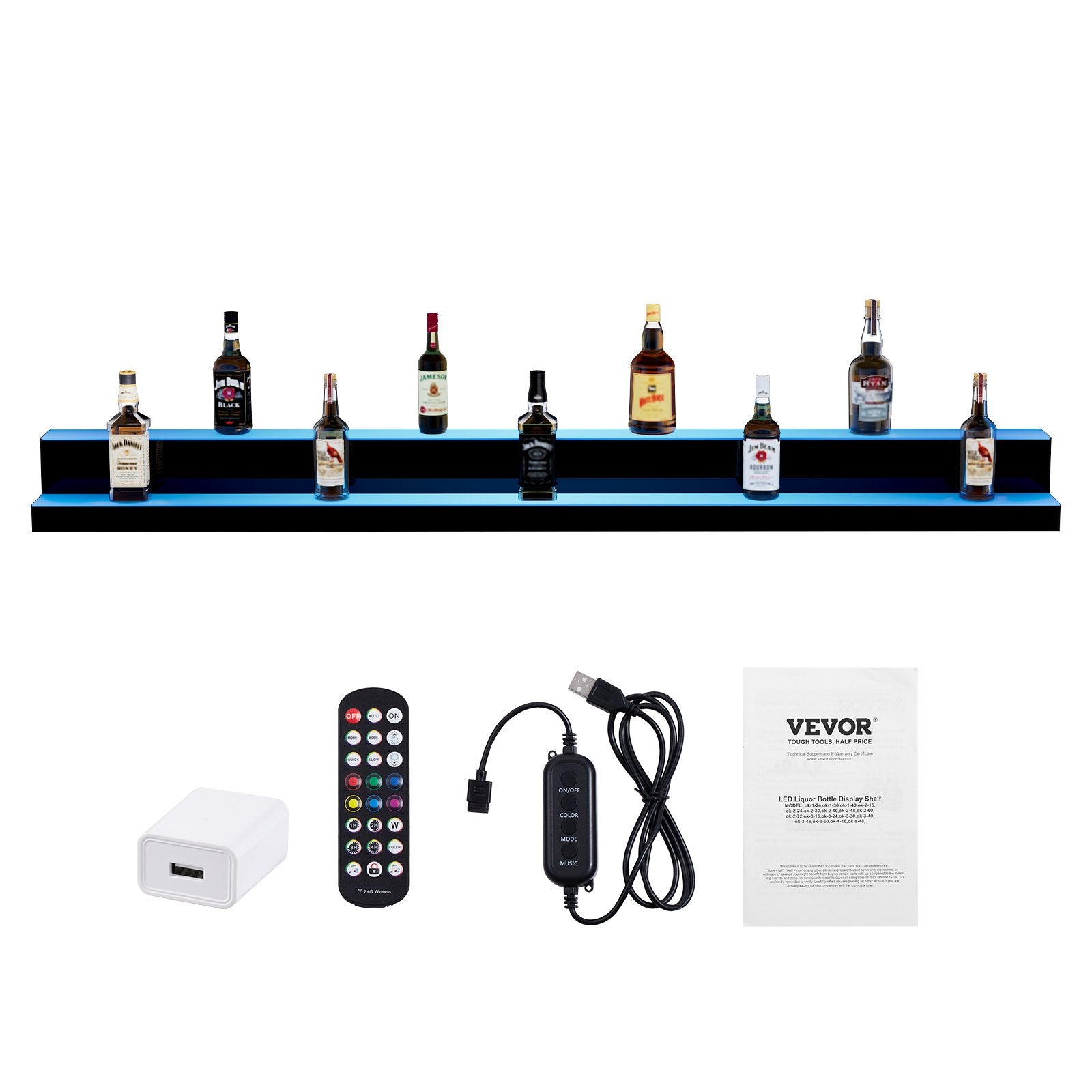 LED gėrimų butelių lentyna VEVOR ok-2-72, 183 cm ilgio.