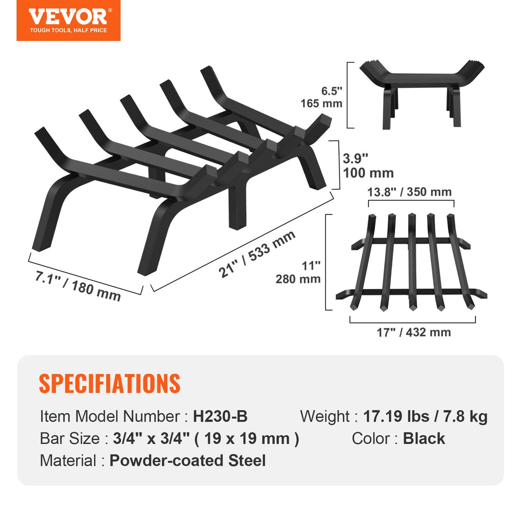 Židinio grotelės VEVOR H230-B, 53 cm ilgio