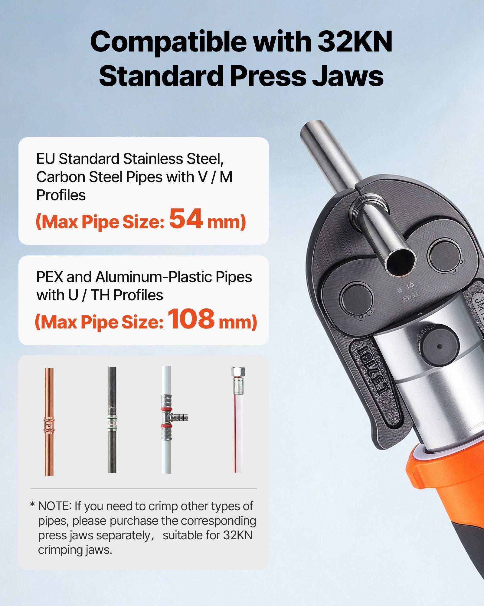 Akumuliatorinis vamzdžių presas VEVOR ZEP-1550, 32 kN