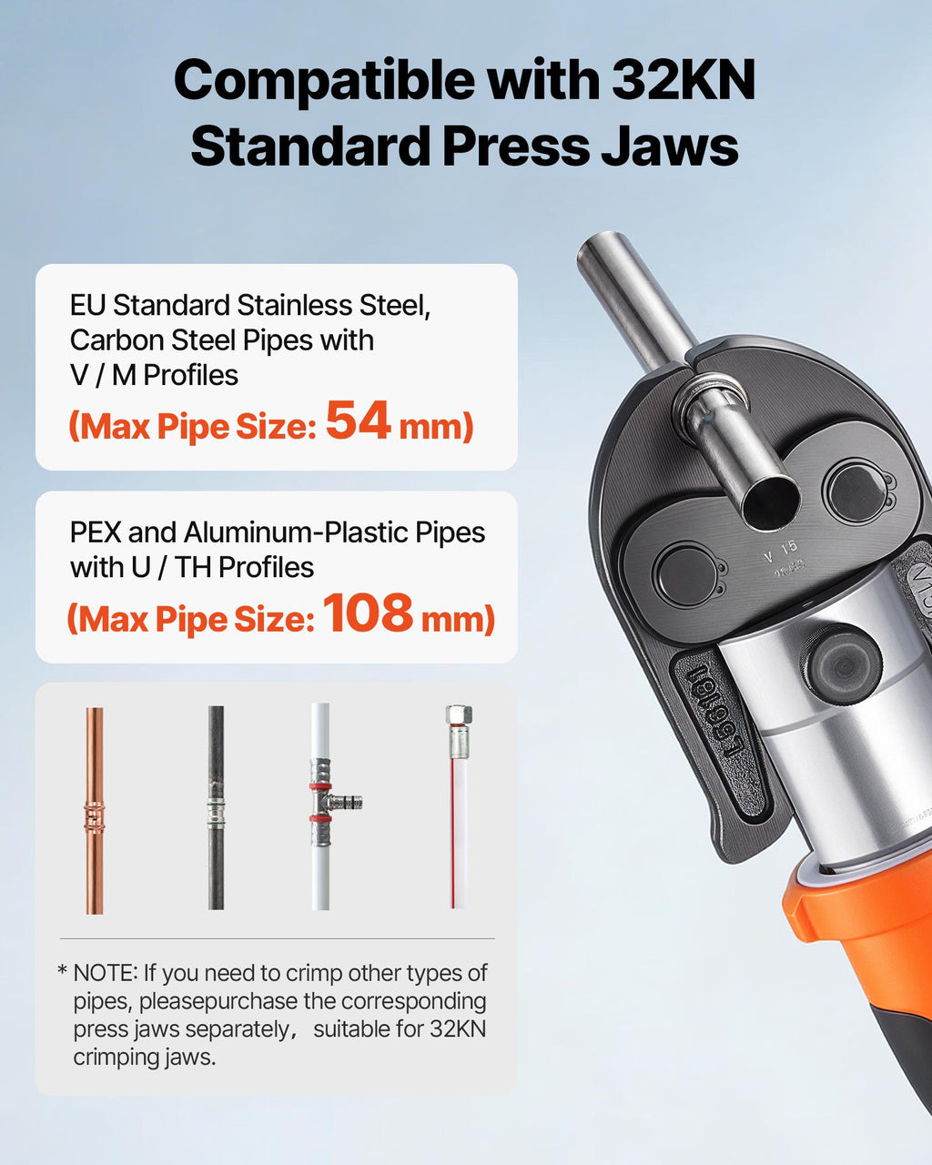 Akumuliatorinis vamzdžių presas VEVOR ZEP-1550, 32 kN