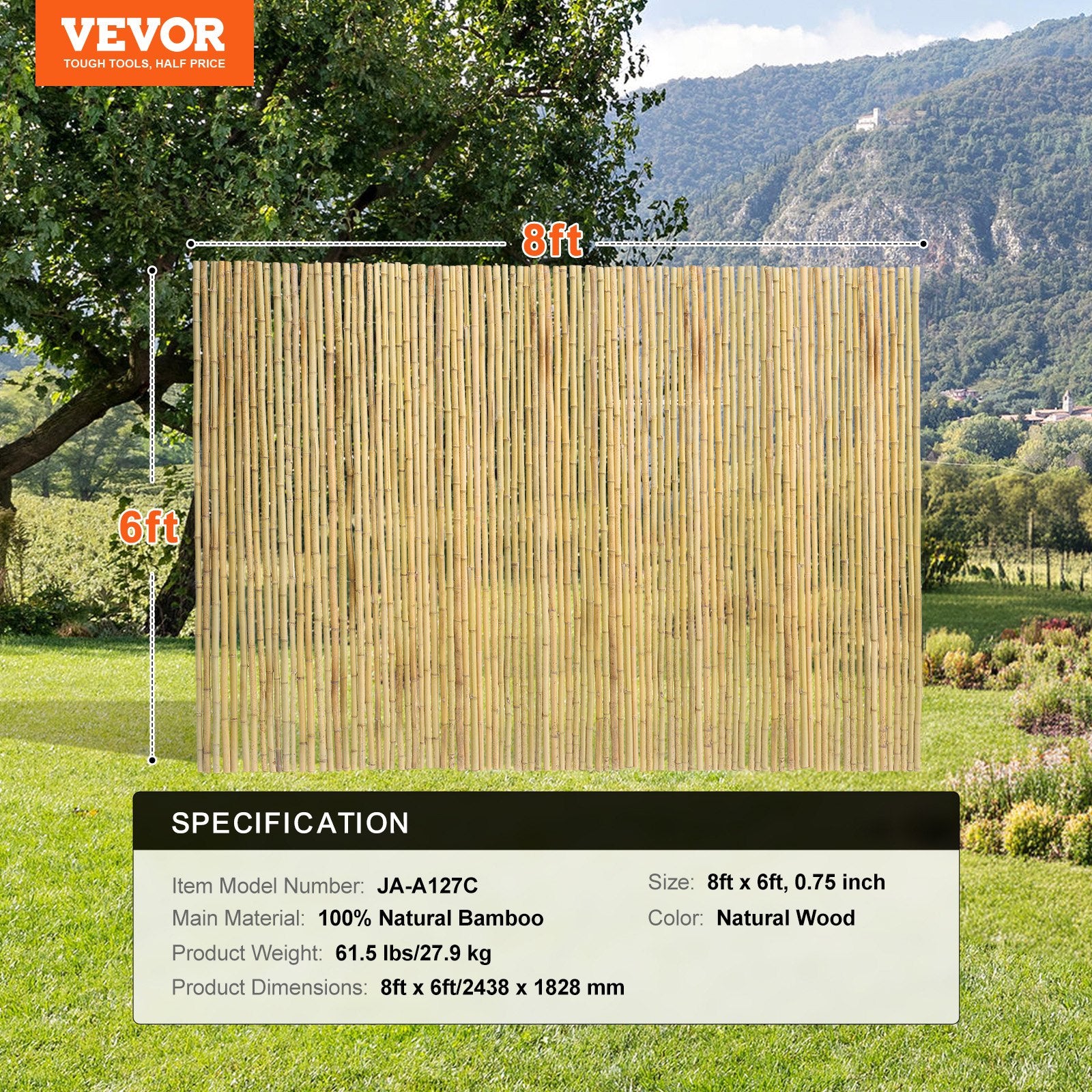 Bambukinė tvora VEVOR JA-A127C, 1,8 x 2,4 m