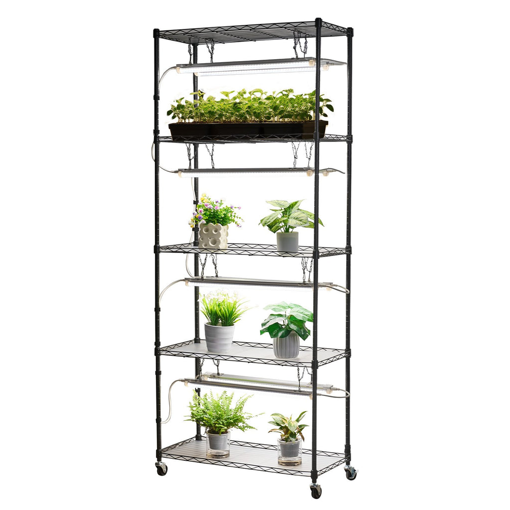 Lentyna augalams su apšvietimu VEVOR 6C18075-T8DP06P8-EU, 180 cm aukščio