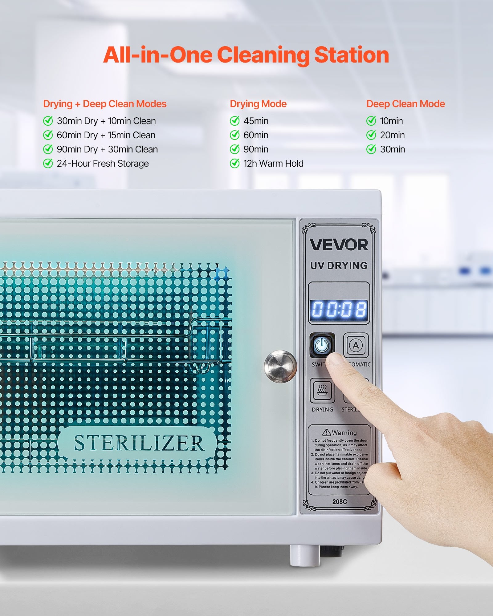 Nagų įrankių sterilizatorius VEVOR 208C, 12 l talpa