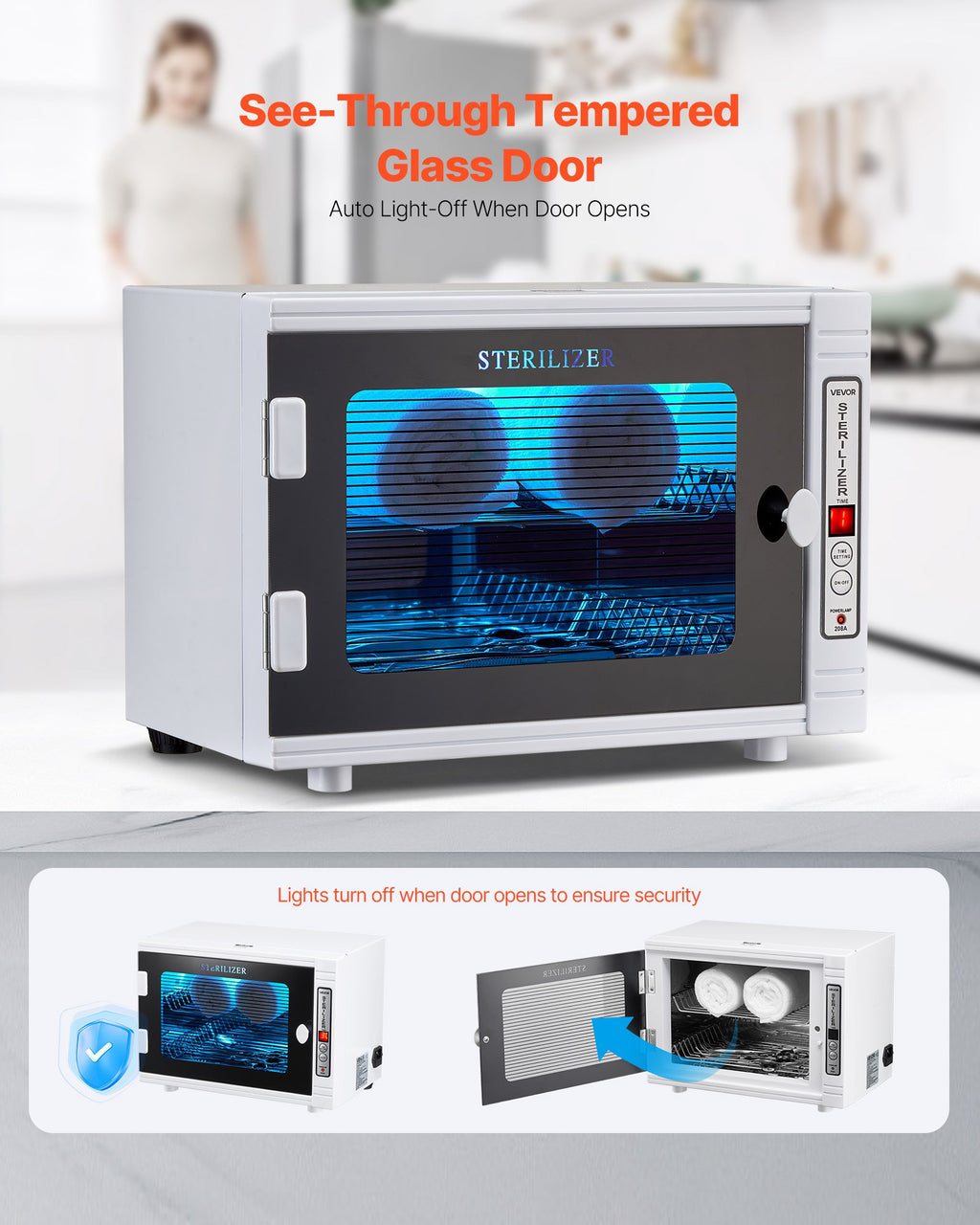 Nagų įrankių UV sterilizatorius VEVOR 208A, 12 l talpa