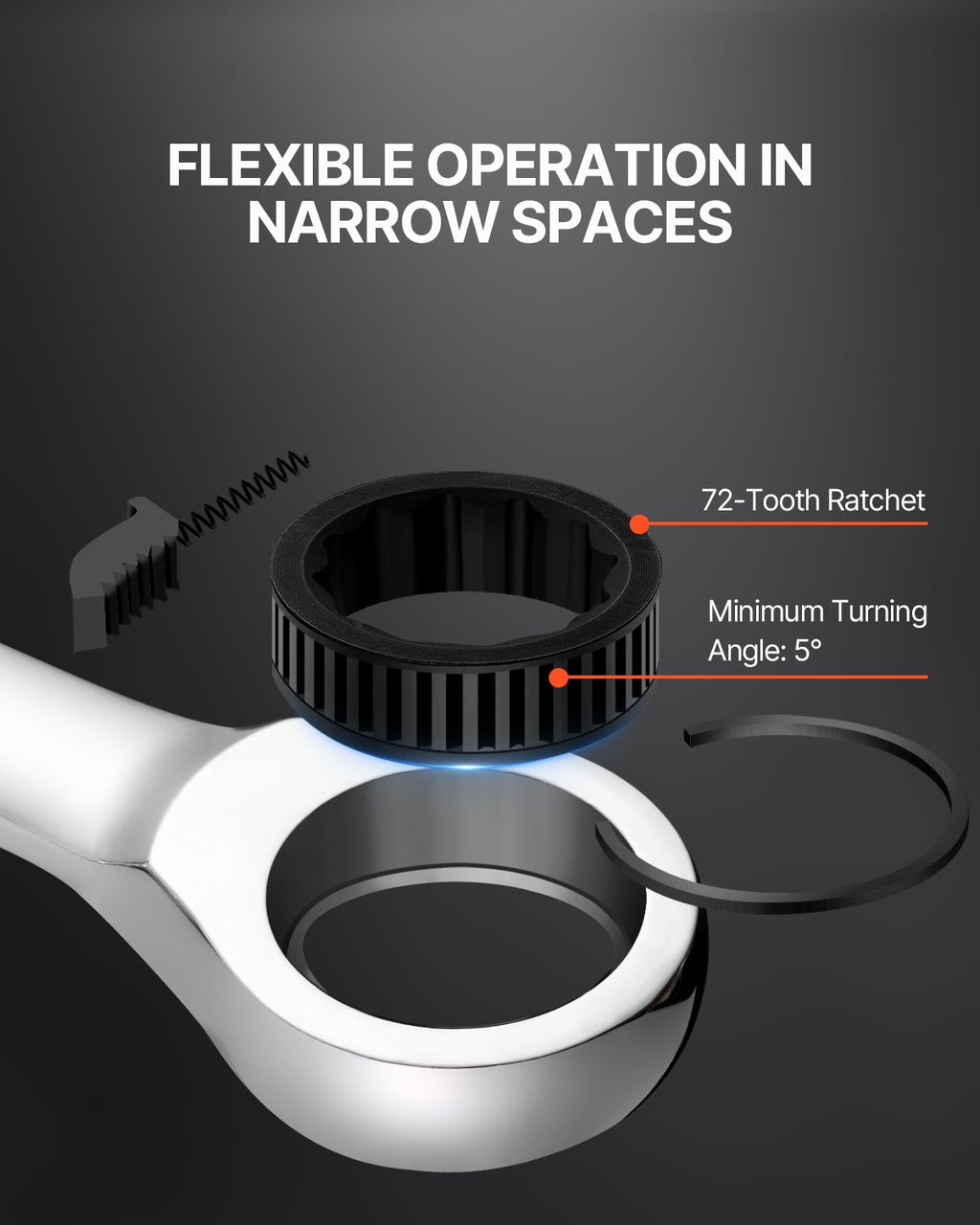 Kombinuotų raktų rinkinys VEVOR J008H, 8 vnt. (8-19 mm)
