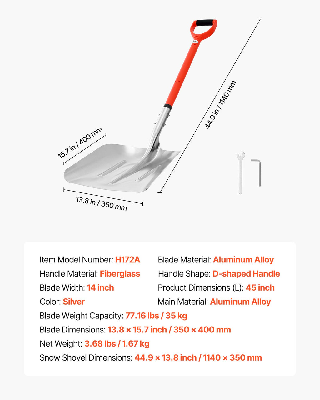 Sniego mentė VEVOR H172A, 35 cm pločio