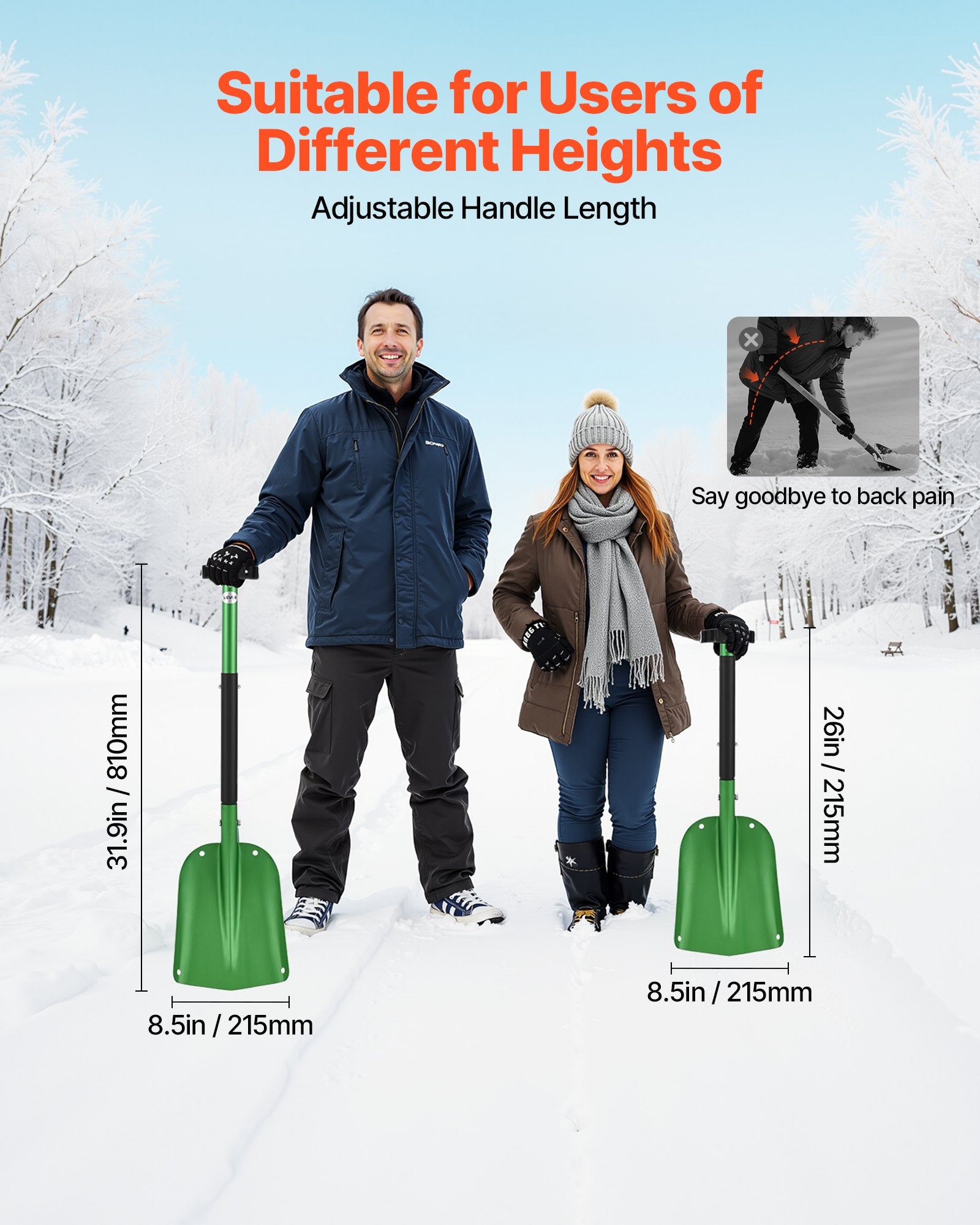 Sniego kastuvas VEVOR H220, 21,5 cm pločio