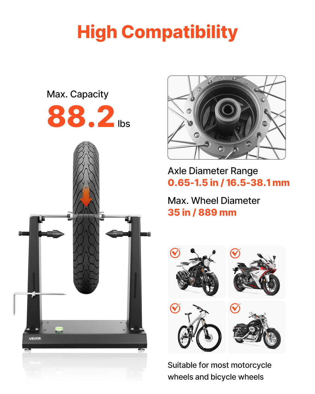 Motociklų ratų balansavimo staklės VEVOR TD-004-05, 40 kg