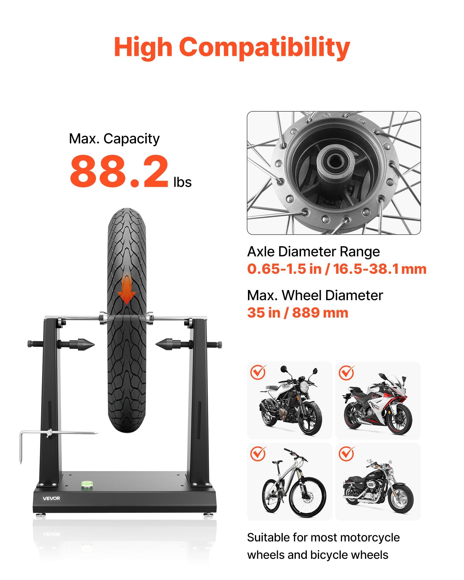 Motociklų ratų balansavimo staklės VEVOR TD-004-05, 40 kg