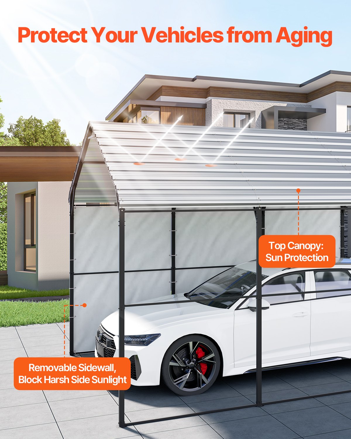 Metalinė automobilio stoginė VEVOR KD-TPQC-005-10x15ft, 3 x 4,5 m