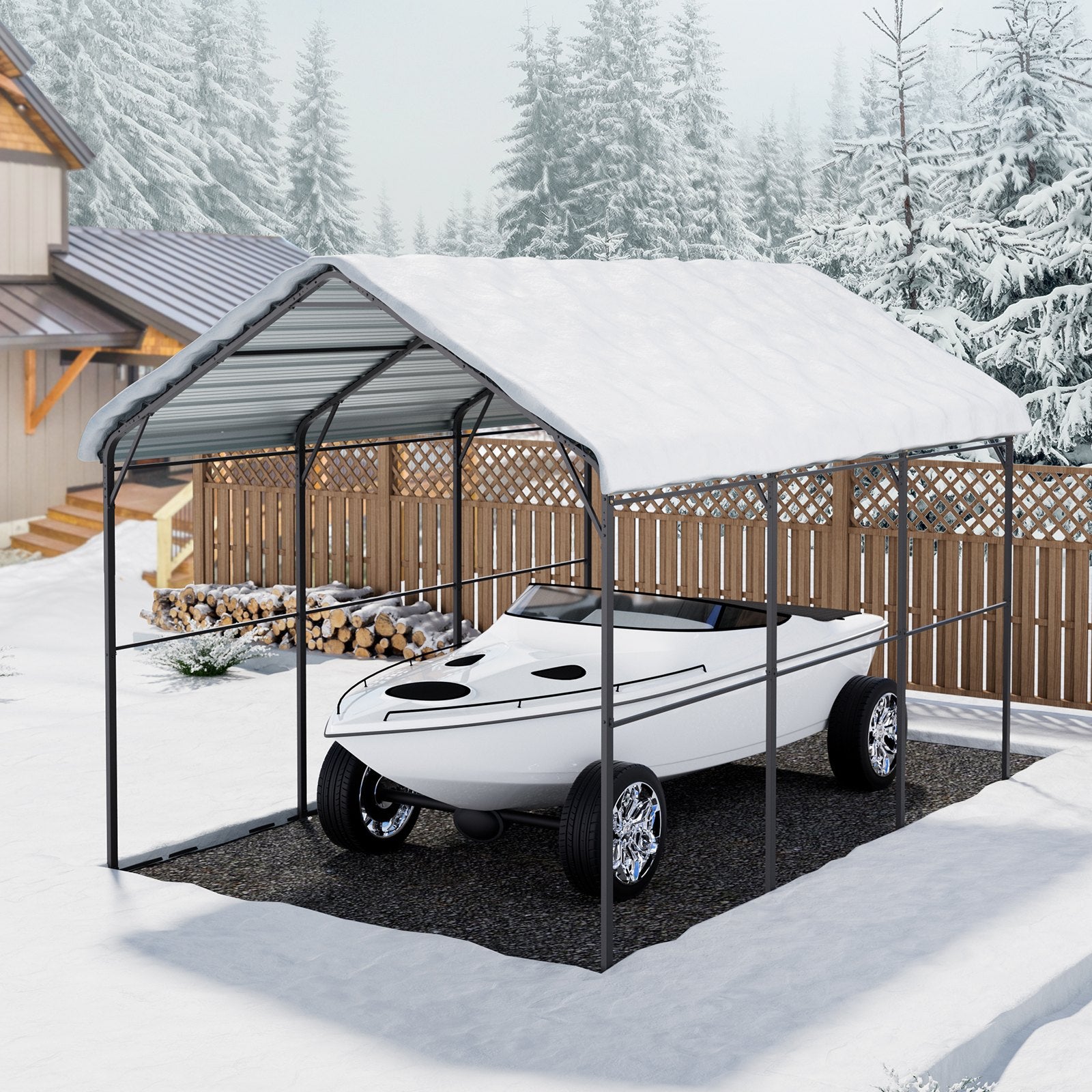 Metalinė automobilio stoginė VEVOR KD-TPQC-005-10x15ft, 3 x 4,5 m
