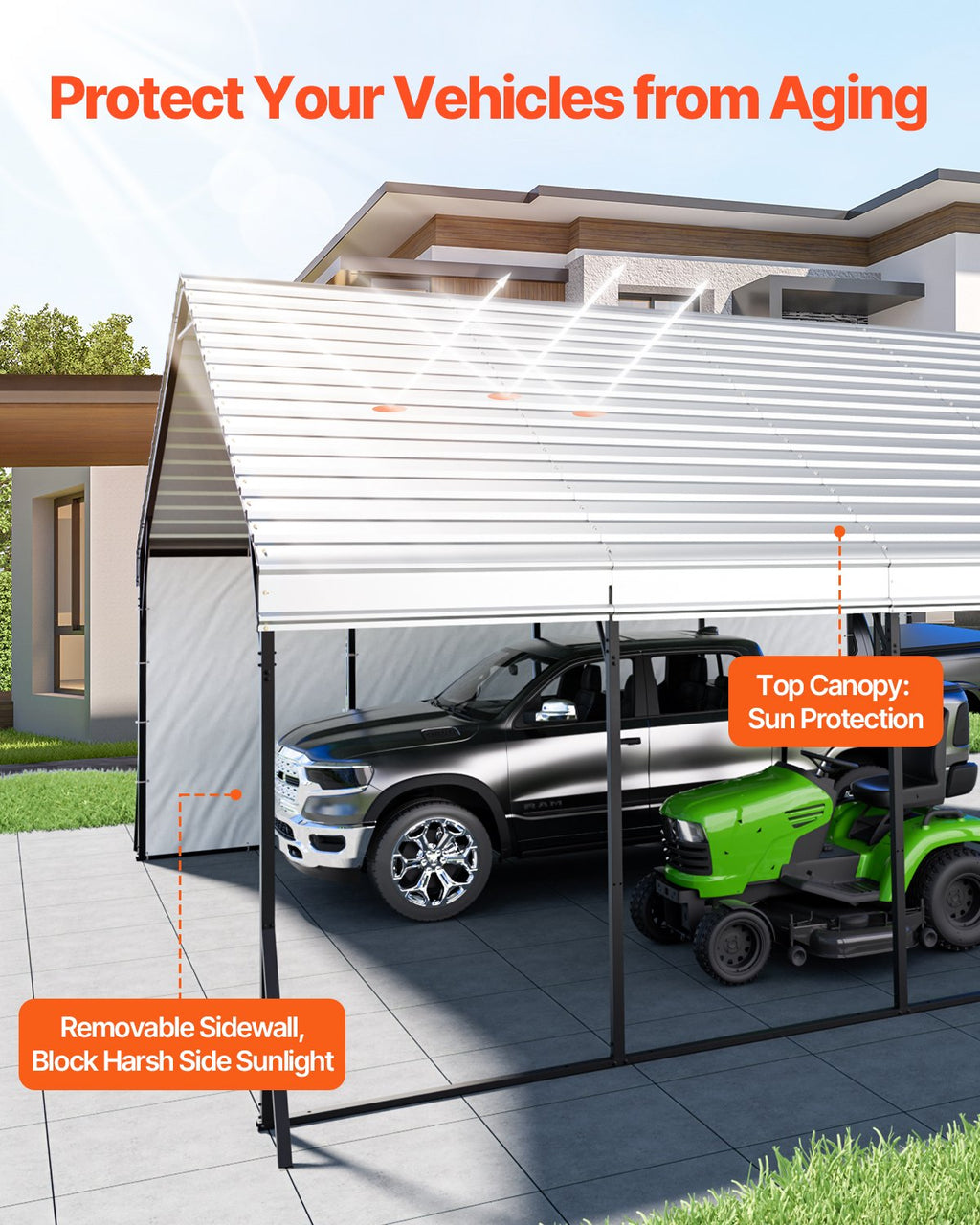 Metalinė stoginė automobiliui VEVOR KD-TPQC-006-20x20ft, 5,8 x 6 x 3,77 m