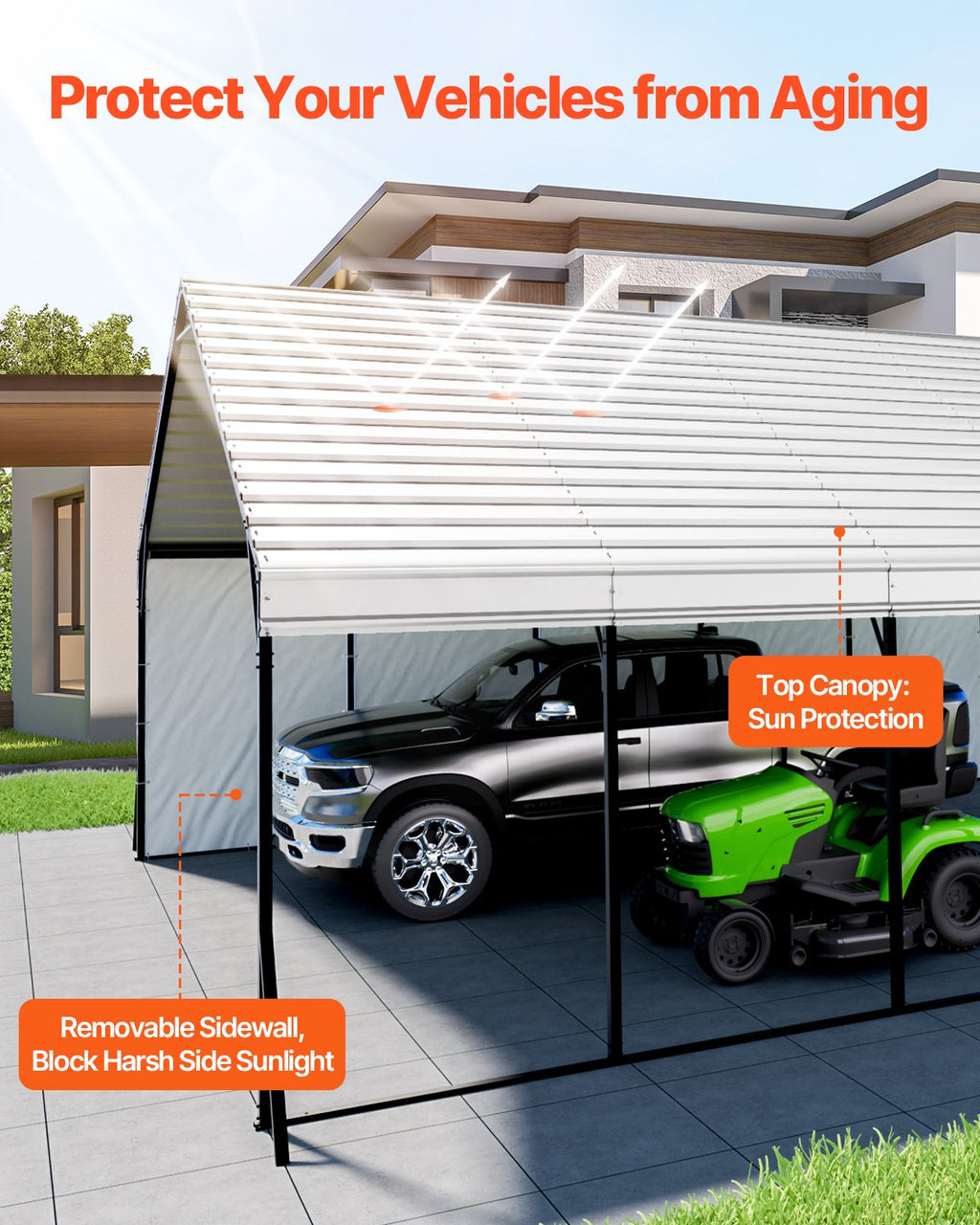 Metalinė stoginė automobiliui VEVOR KD-TPQC-007-20x24ft, 5,8 x 7,45 x 3,77 m