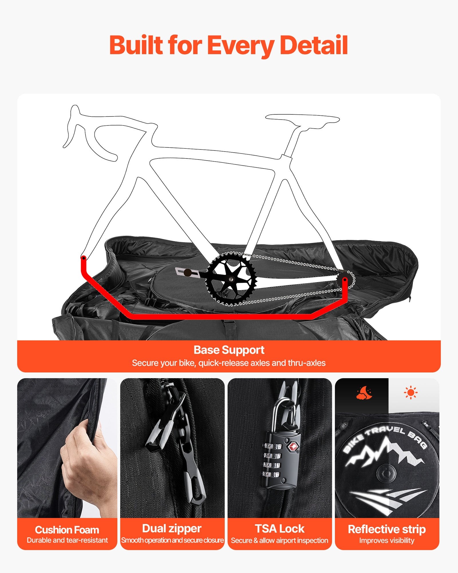 Dviračio transportavimo krepšys VEVOR SS1359, 94-106 cm ratų bazei