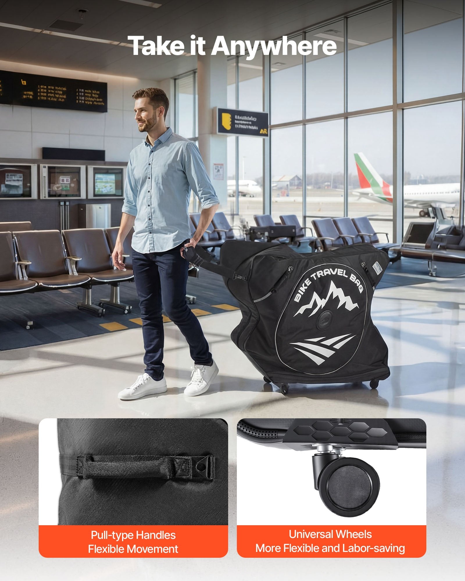 Dviračio transportavimo krepšys VEVOR SS1359, 94-106 cm ratų bazei