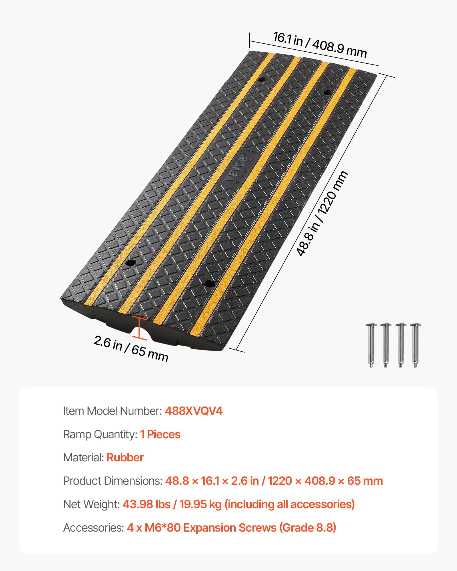 Guminė užvažiavimo rampa VEVOR 488XVQV4, 15 t keliamoji galia