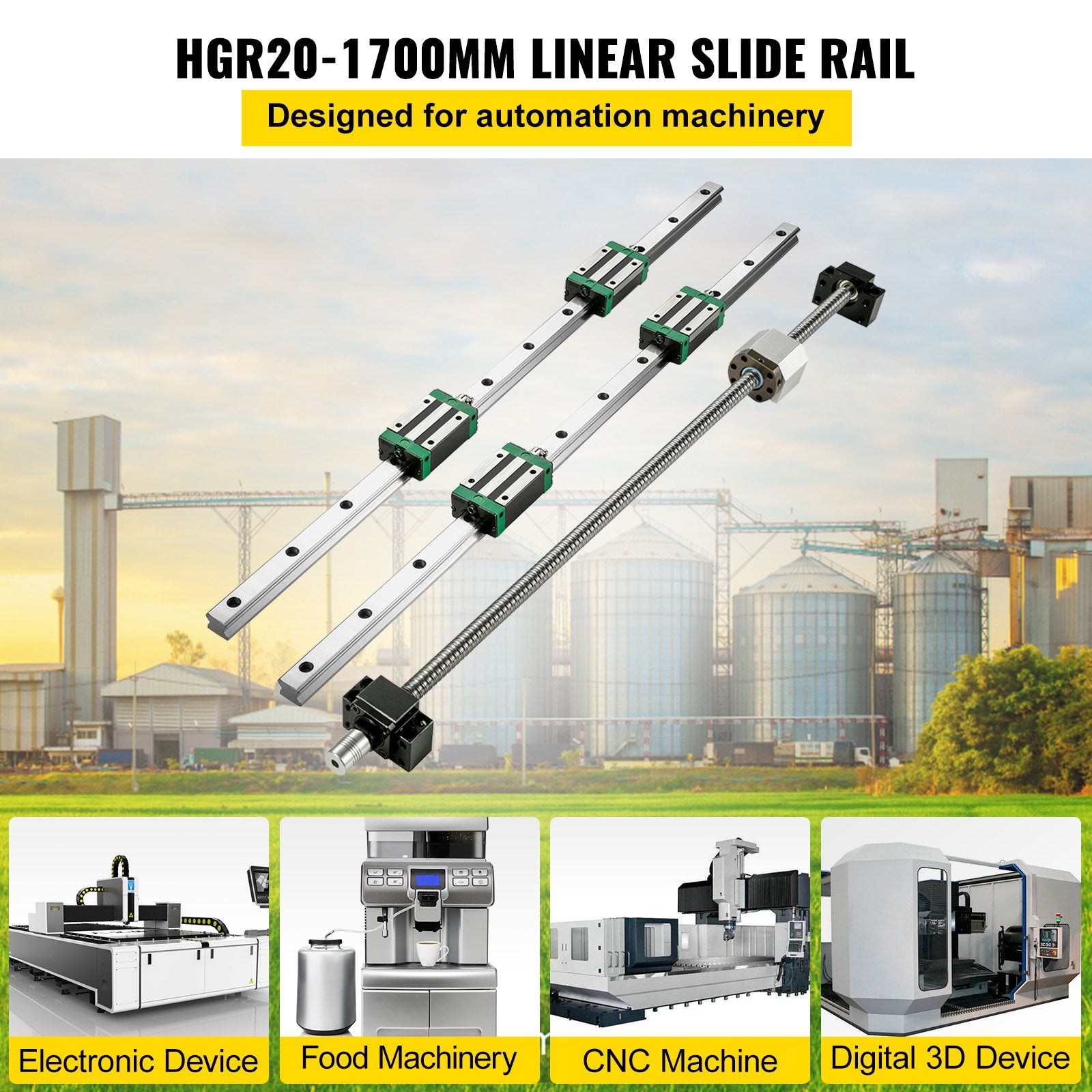 Linijinių kreipiančiųjų rinkinys VEVOR HGR20-1700, 1700 mm