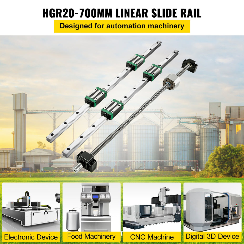 Linijinių kreipiančiųjų ir rutulinio sraigto rinkinys VEVOR HGR20-700 / RM1605-700, 700 mm